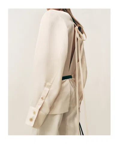 Khaite Durion Open-back Satin Top In White