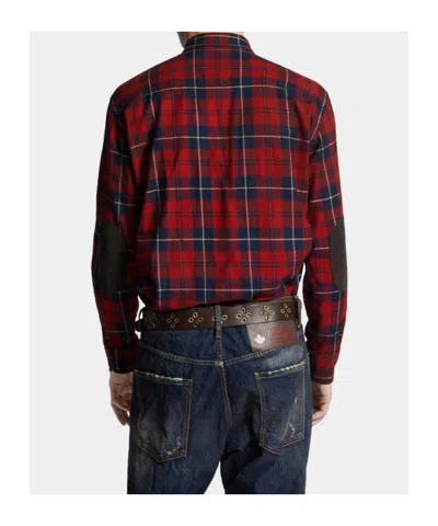 Dsquared2 Vintage Button-down Shirt Elbow Patches In Burgundy