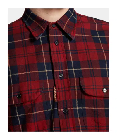 Dsquared2 Vintage Button-down Shirt Elbow Patches In Burgundy