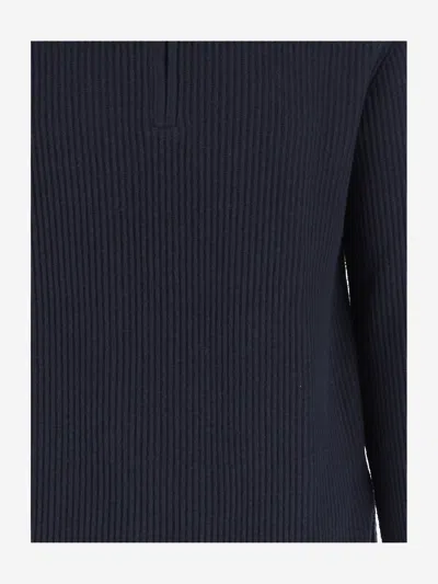 Woolrich Men Blue Wool Blend Pullover, Xxl Luxury Sweaters & Knitwear For Men Darveys In Blue