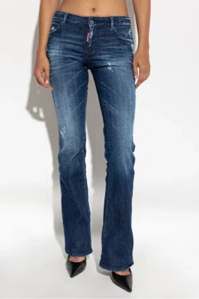 Dsquared2 Distressed Flared Jeans In Blue