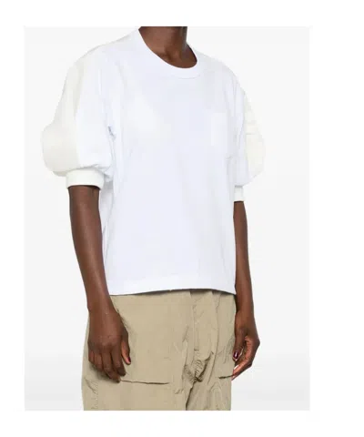 Sacai Cotton T-shirt With Balloon Sleeve In Multi