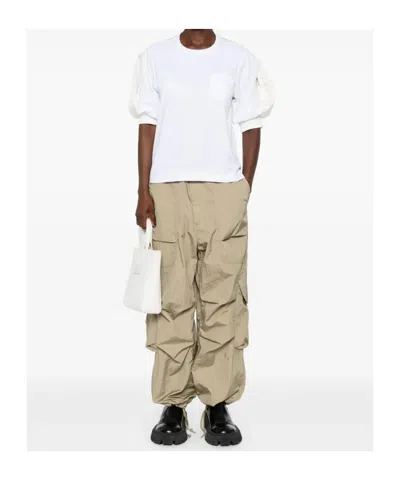 Sacai Cotton T-shirt With Balloon Sleeve In Multi