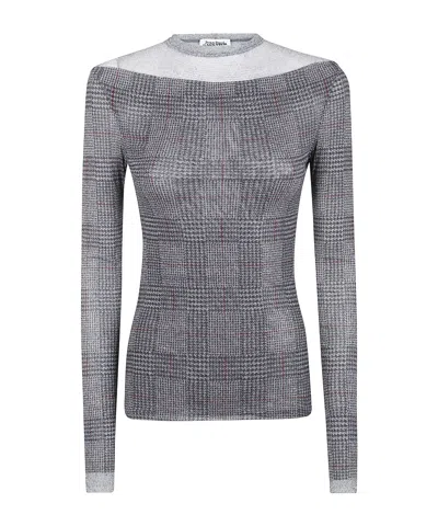 Jean Paul Gaultier Women Body Shadow And Prince Of Wales Print Mesh Top In Gray