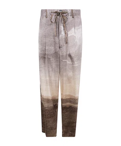 Pierre-louis Mascia Landscape-print Drawstring Trousers In Multi