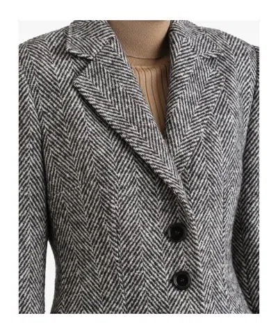 Dolce & Gabbana Single-breasted Wool Chevron Coat In Gray