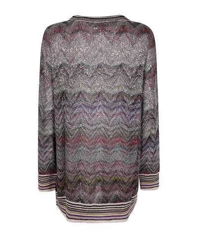 Missoni Sequin-chevron Cardigan In Gray
