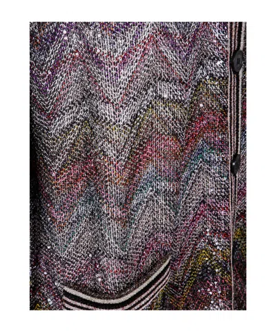 Missoni Sequin-chevron Cardigan In Gray