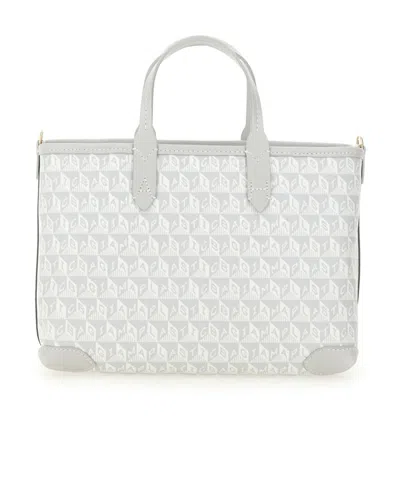 Anya Hindmarch Printed Canvas Xs I Am A Plastic Bag Handbag In White