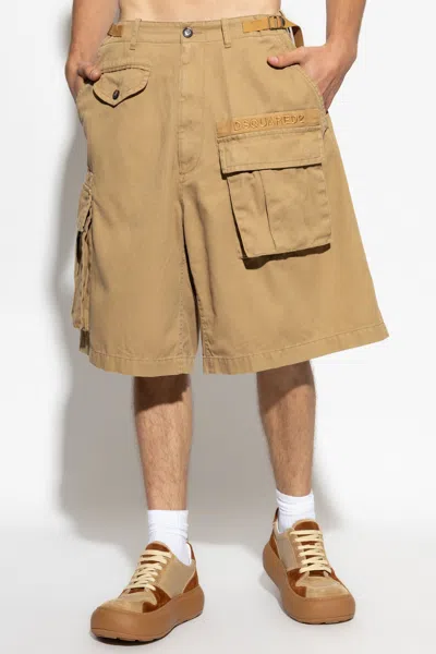 Dsquared2 Cargo-pocket Logo-plaque Shorts In Brown