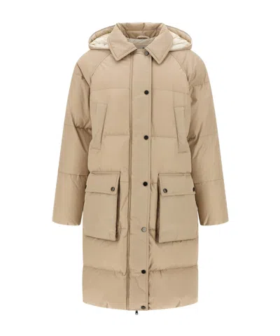 Brunello Cucinelli Shiny Zipper Pull Down Jacket In Neutral