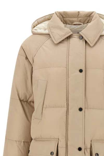 Brunello Cucinelli Shiny Zipper Pull Down Jacket In Neutral