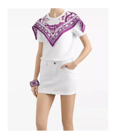 Dolce & Gabbana Cotton T-shirt With Scarf-style Inserts In White