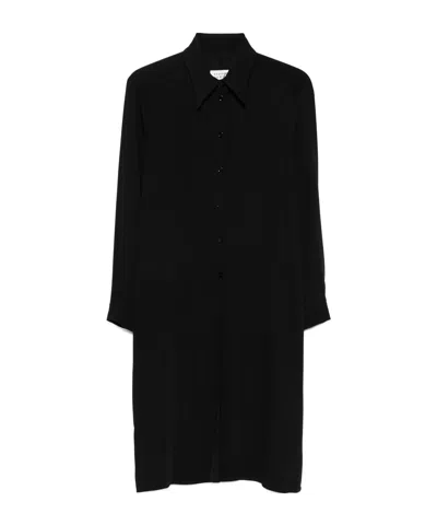 Mm6 Maison Margiela Long-sleeved Long Shirt In Black