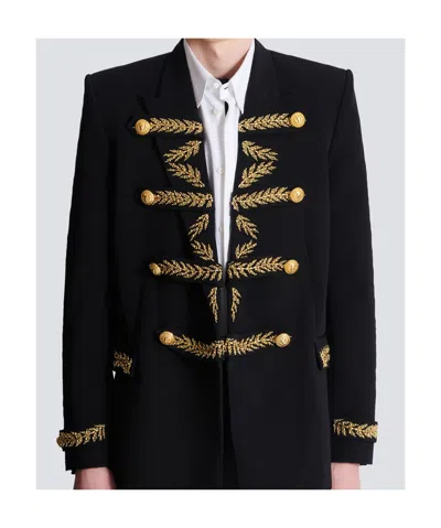 Balmain Embroidered Crepe Jacket In Black