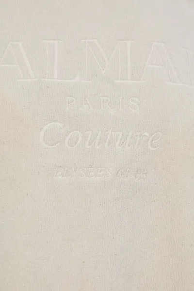Balmain Hooded Logo Poncho In White