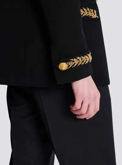 Balmain Embroidered Crepe Jacket In Black