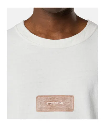 Stone Island Raw Beauty Recycled Cotton Archive Print T-shirt In White