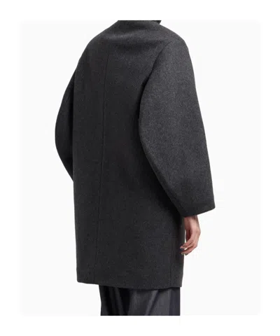 Emporio Armani Button-fastening Coat In Gray