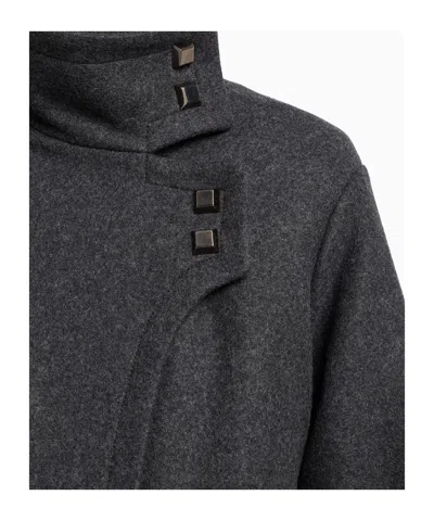 Emporio Armani Button-fastening Coat In Gray