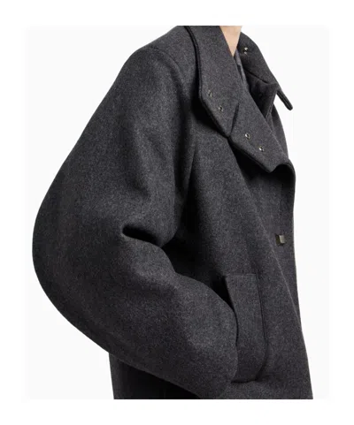 Emporio Armani Button-fastening Coat In Gray