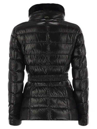 Herno Shniy Padded Down Jacket With Belt Coats Black In Black
