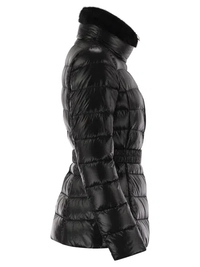 Herno Shniy Padded Down Jacket With Belt Coats Black In Black