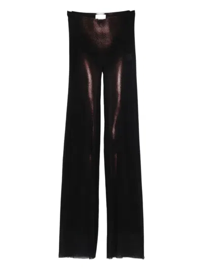 Jean Paul Gaultier High Waist Sheer Trousers With Metallic Finish In Brown