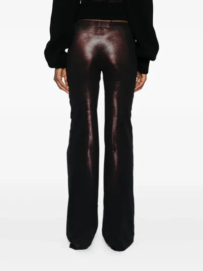 Jean Paul Gaultier High Waist Sheer Trousers With Metallic Finish In Brown