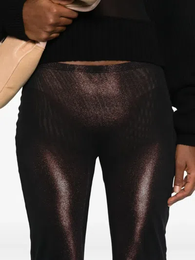 Jean Paul Gaultier High Waist Sheer Trousers With Metallic Finish In Brown