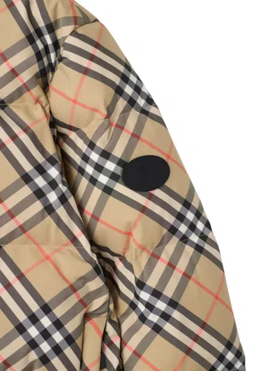 Burberry Vintage Check Pattern Puffer Jacket In Brown
