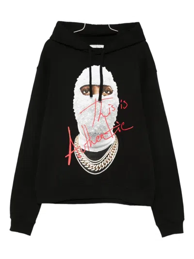 Ih Nom Uh Nit Hooded Sweater With Front Pocket And Print In Black