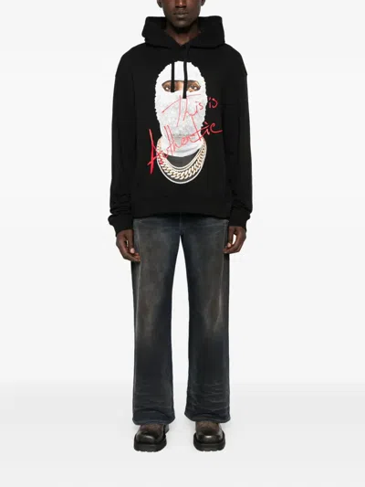 Ih Nom Uh Nit Hooded Sweater With Front Pocket And Print In Black