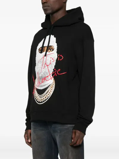 Ih Nom Uh Nit Hooded Sweater With Front Pocket And Print In Black
