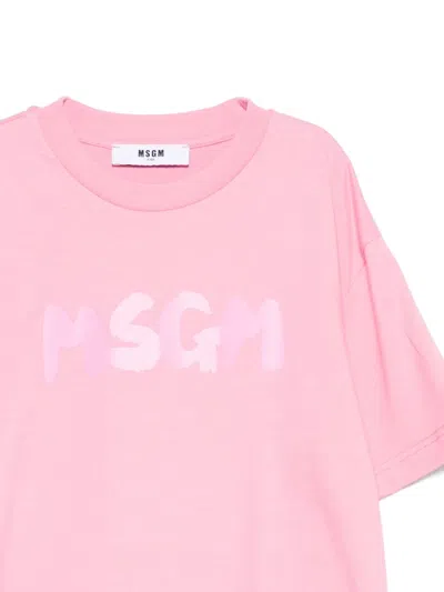 Msgm Logo-print Cotton T-shirt In Pink