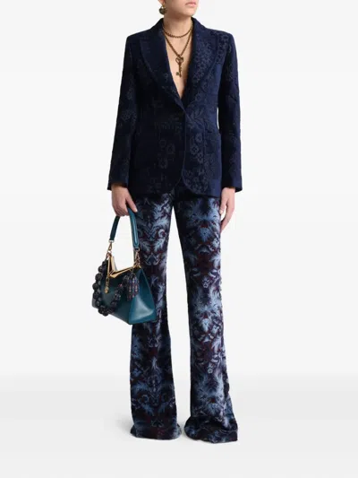 Etro Chenille Jacquard Jacket In Blue