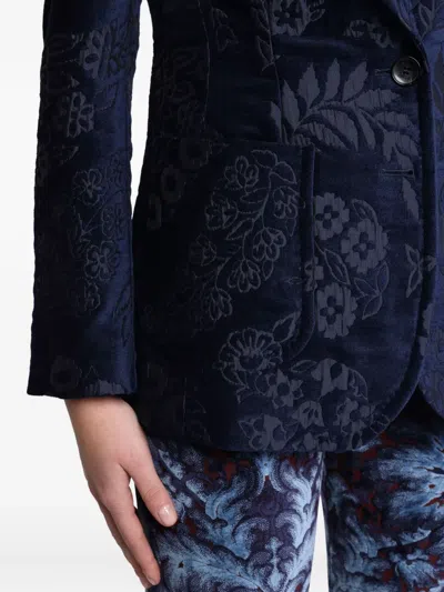 Etro Chenille Jacquard Jacket In Blue