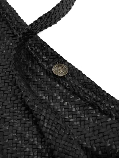 Dragon Diffusion Ars Woven Leather Shoulder Bag In Black