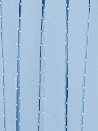 Giovanni Bedin Light Blue Sleeveless Midi Dress With V Neck And Pearl Embellishments In Silk Blend Woman In Blue