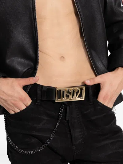 Dsquared2 Logo-detail Leather Belt In Black