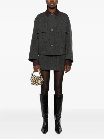 P.a.r.o.s.h Herringbone Mini Skirt In Black