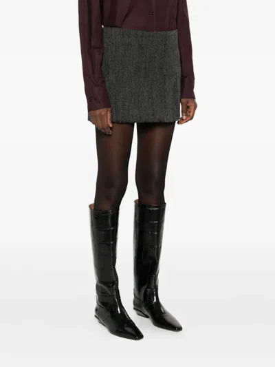 P.a.r.o.s.h Herringbone Mini Skirt In Black