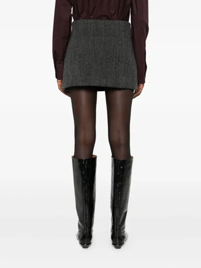 P.a.r.o.s.h Herringbone Mini Skirt In Black