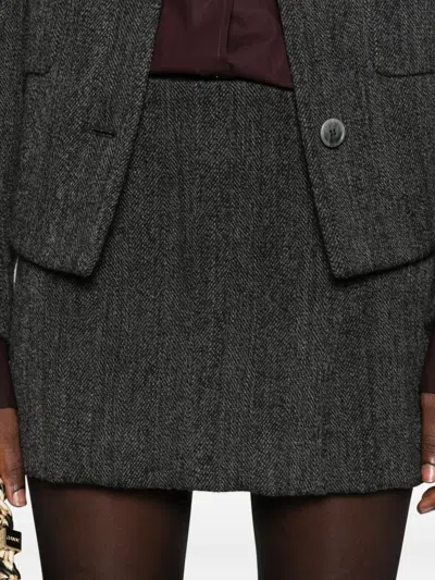 P.a.r.o.s.h Herringbone Mini Skirt In Black