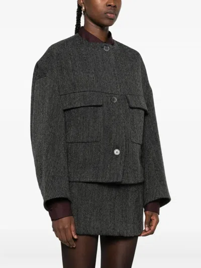 P.a.r.o.s.h Button-fastening Patch-pocket Jacket In Gray