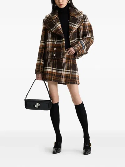 Patou Checked Double-breasted Wool-blend Jacket In Brown