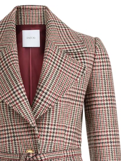 Patou Belted Jacket Featuring Flap Pockets In Multi