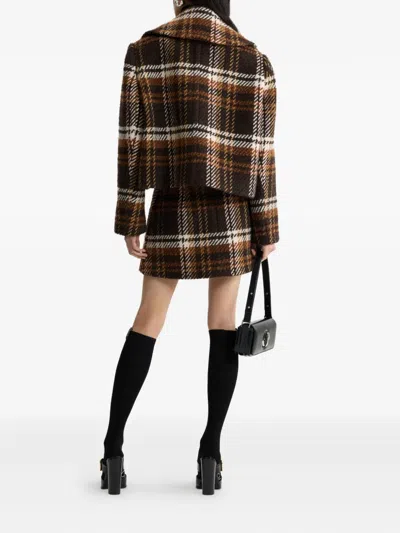 Patou Checked Double-breasted Wool-blend Jacket In Brown