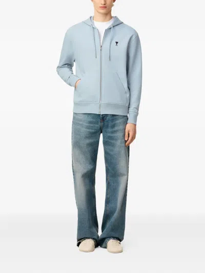 Ami Alexandre Mattiussi Ami Paris Ami Paris De Coeur Cotton Hoodie In Blue