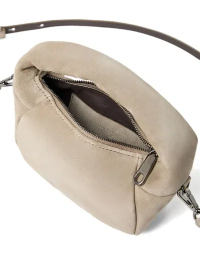 Brunello Cucinelli Mini Suede Bc Duo Hobo Bag In Neutral